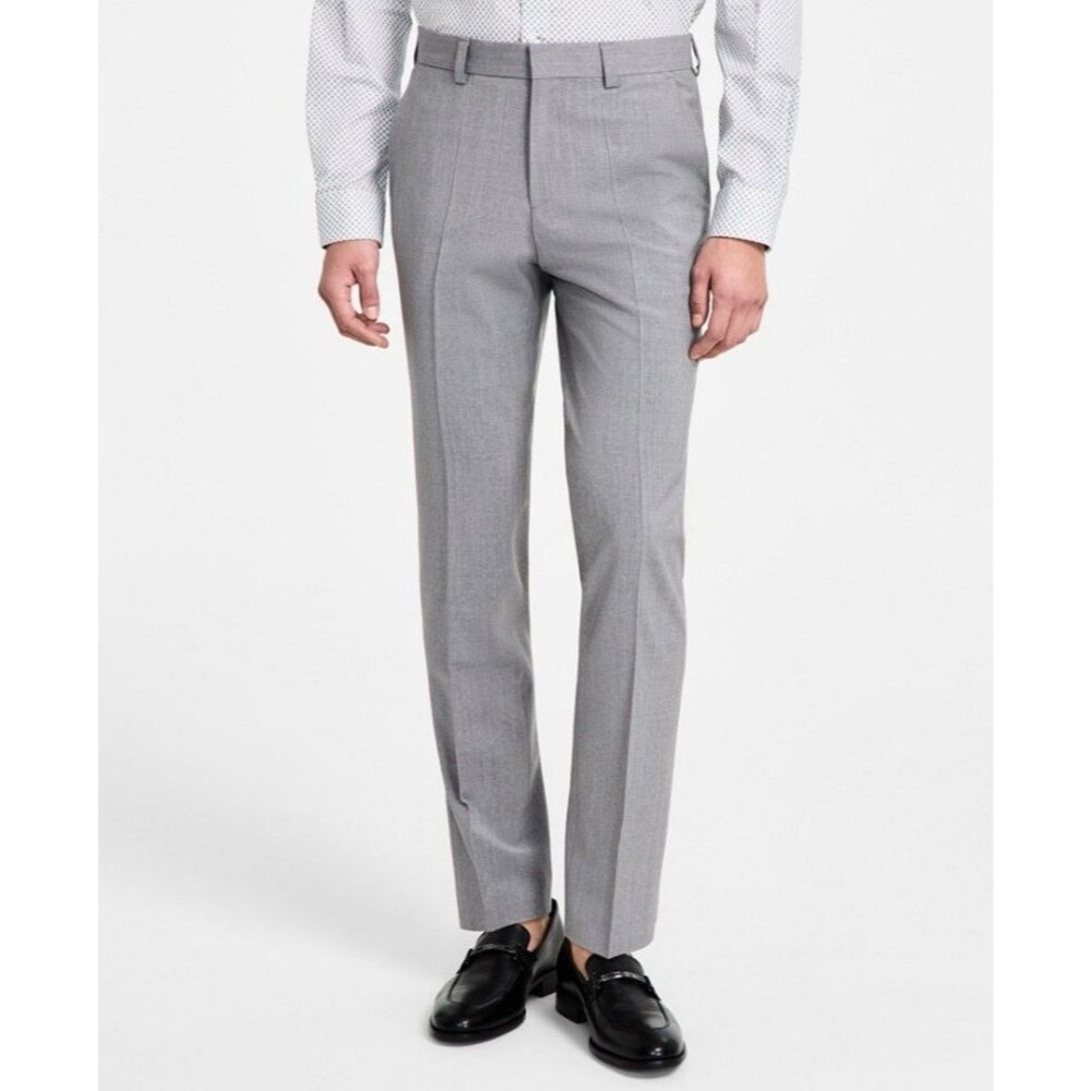 $198 BRAND NEW HUGO BOSS Mens 42x33 Solid Light Gray Trousers/Dress Pants/Slacks